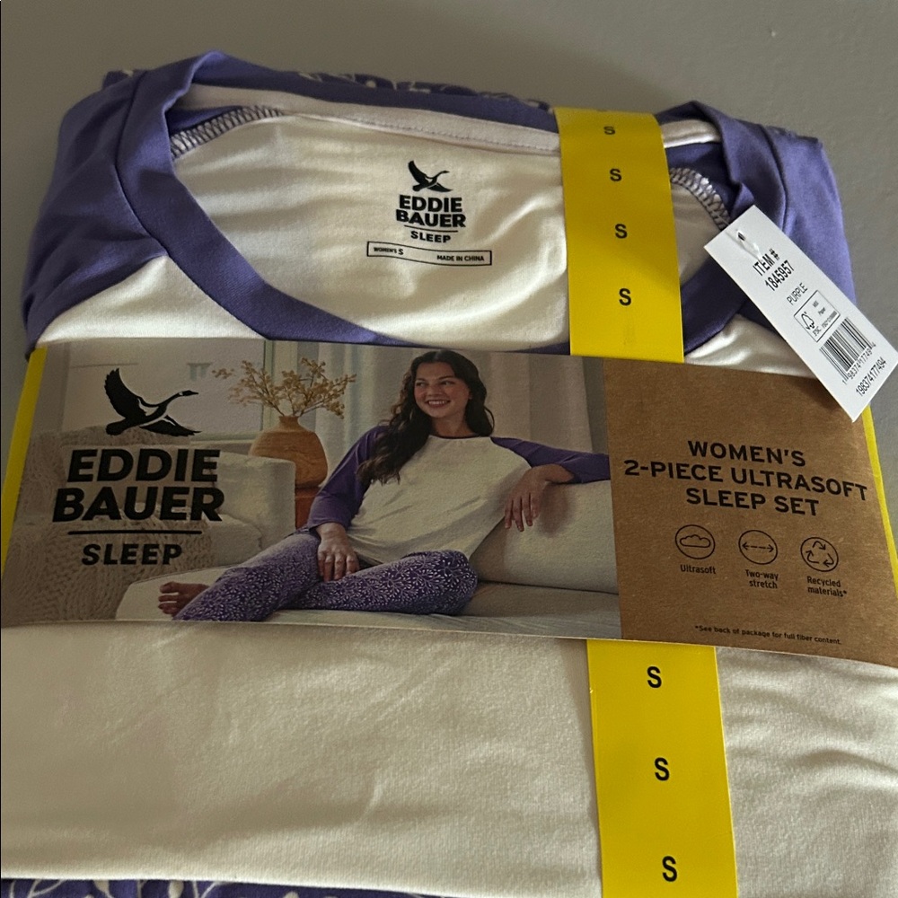 Eddie Bauer Women's Purple and White Ultrasoft Sleep Set